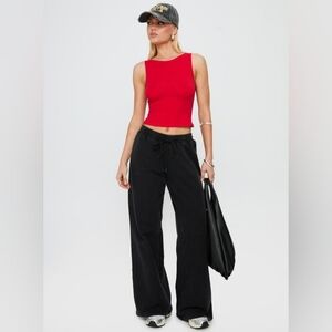 Princess Polly Bleeker High Neck Top Red Ribbed Racerback Crop Tank Top - Size 6